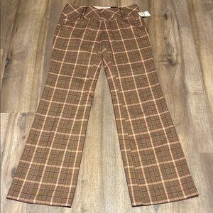 Maurices Plaid Wide Leg Pants - Brown and Cream